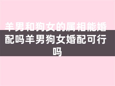羊男和狗女的属相能婚配吗羊男狗女婚配可行吗