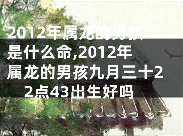 2012年属龙的男孩是什么命,2012年属龙的男孩九月三十22点43出生好吗