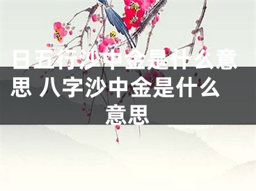日五行沙中金是什么意思 八字沙中金是什么意思