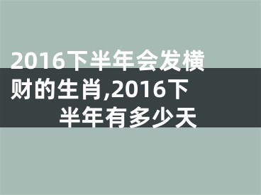 2016下半年会发横财的生肖,2016下半年有多少天