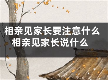 相亲见家长要注意什么 相亲见家长说什么