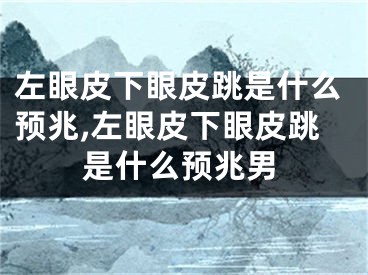 左眼皮下眼皮跳是什么预兆,左眼皮下眼皮跳是什么预兆男