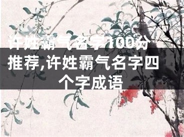 许姓霸气名字100分推荐,许姓霸气名字四个字成语