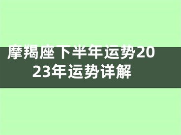 摩羯座下半年运势2023年运势详解