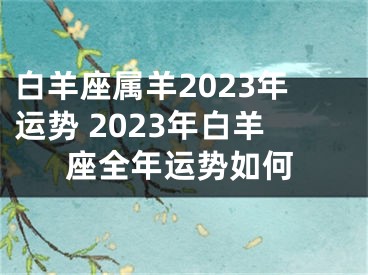 白羊座属羊2023年运势 2023年白羊座全年运势如何