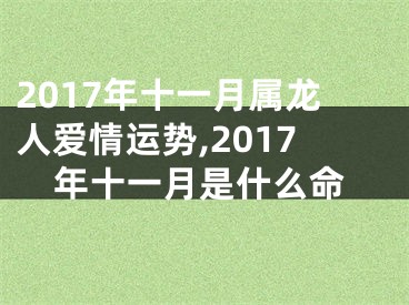 2017年十一月属龙人爱情运势,2017年十一月是什么命