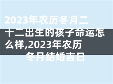 2023年农历冬月二十二出生的孩子命运怎么样,2023年农历冬月结婚吉日