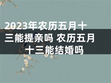 2023年农历五月十三能提亲吗 农历五月十三能结婚吗