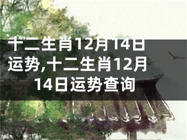 十二生肖12月14日运势,十二生肖12月14日运势查询