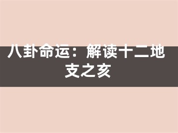 八卦命运：解读十二地支之亥