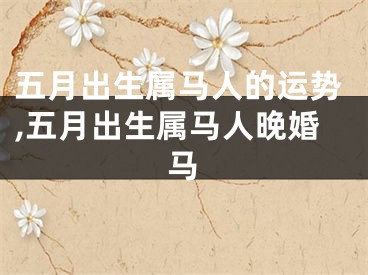 五月出生属马人的运势,五月出生属马人晚婚马