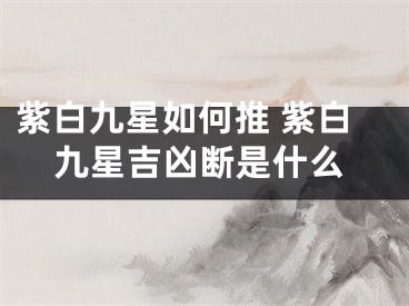 紫白九星如何推 紫白九星吉凶断是什么