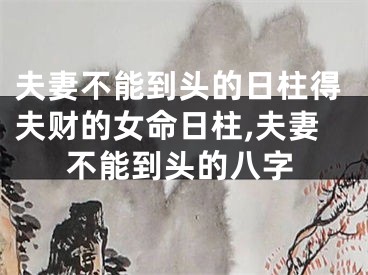 夫妻不能到头的日柱得夫财的女命日柱,夫妻不能到头的八字