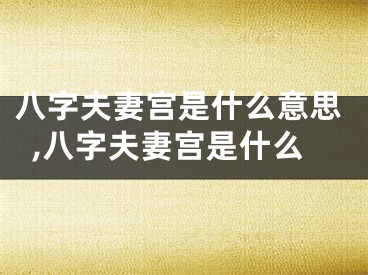 八字夫妻宫是什么意思,八字夫妻宫是什么