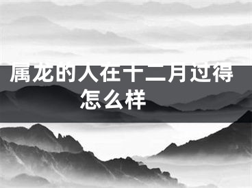 属龙的人在十二月过得怎么样 