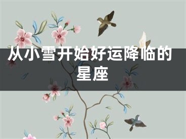 从小雪开始好运降临的星座