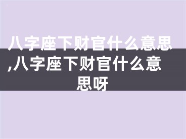 八字座下财官什么意思,八字座下财官什么意思呀