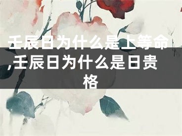 壬辰日为什么是上等命,壬辰日为什么是日贵格