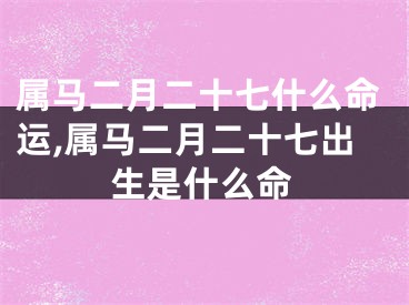 属马二月二十七什么命运,属马二月二十七出生是什么命