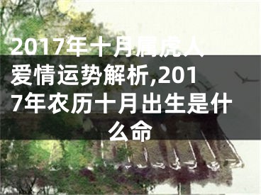 2017年十月属虎人爱情运势解析,2017年农历十月出生是什么命