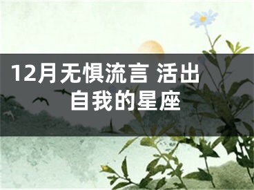 12月无惧流言 活出自我的星座