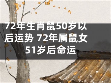 72年生肖鼠50岁以后运势 72年属鼠女51岁后命运