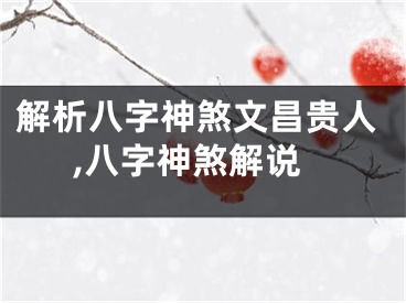 解析八字神煞文昌贵人,八字神煞解说