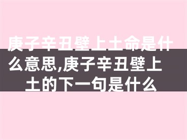 庚子辛丑壁上土命是什么意思,庚子辛丑壁上土的下一句是什么