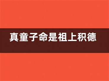 真童子命是祖上积德