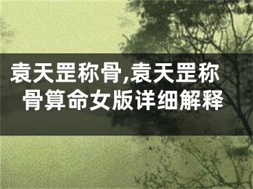 袁天罡称骨,袁天罡称骨算命女版详细解释