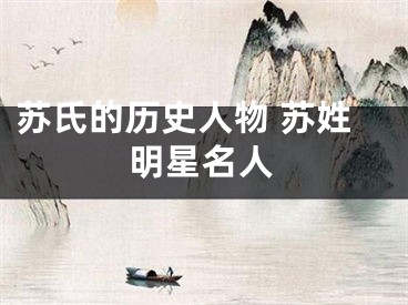 苏氏的历史人物 苏姓明星名人