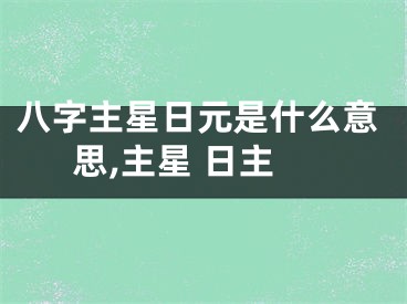 八字主星日元是什么意思,主星 日主