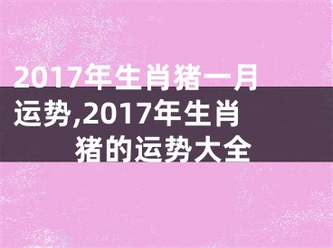 2017年生肖猪一月运势,2017年生肖猪的运势大全