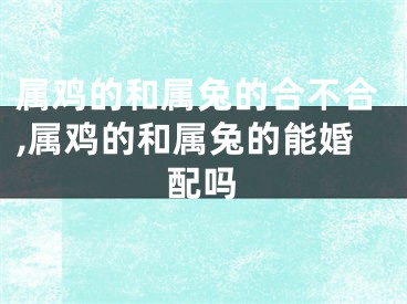 属鸡的和属兔的合不合,属鸡的和属兔的能婚配吗