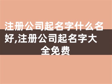注册公司起名字什么名好,注册公司起名字大全免费
