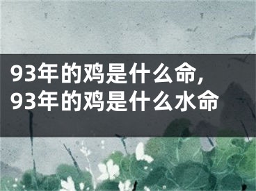 93年的鸡是什么命,93年的鸡是什么水命