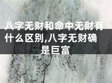 八字无财和命中无财有什么区别,八字无财确是巨富