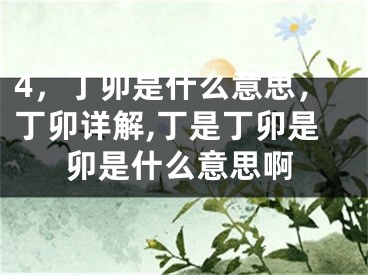 4，丁卯是什么意思，丁卯详解,丁是丁卯是卯是什么意思啊