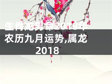 生肖龙男命2018年农历九月运势,属龙 2018