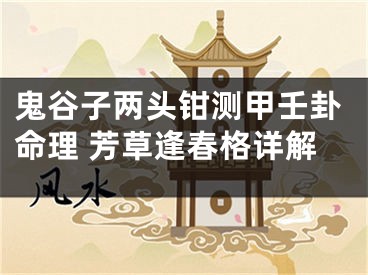 鬼谷子两头钳测甲壬卦命理 芳草逢春格详解