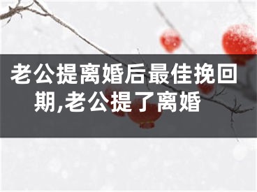老公提离婚后最佳挽回期,老公提了离婚