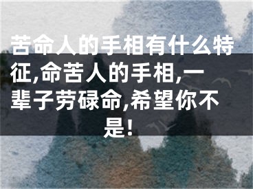 苦命人的手相有什么特征,命苦人的手相,一辈子劳碌命,希望你不是!