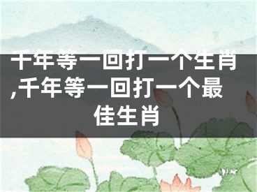 千年等一回打一个生肖,千年等一回打一个最佳生肖