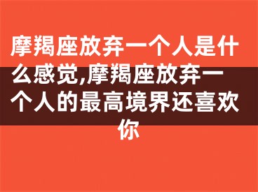 摩羯座放弃一个人是什么感觉,摩羯座放弃一个人的最高境界还喜欢你
