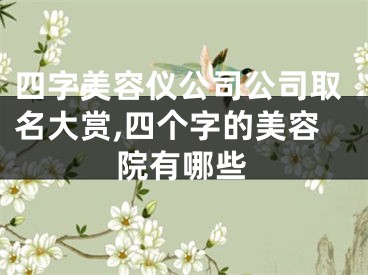 四字美容仪公司公司取名大赏,四个字的美容院有哪些