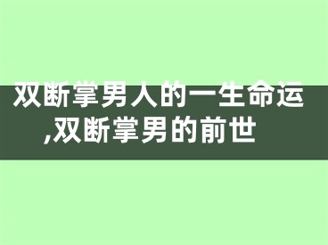 双断掌男人的一生命运,双断掌男的前世