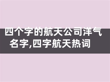 四个字的航天公司洋气名字,四字航天热词