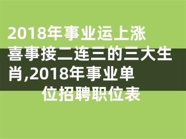 2018年事业运上涨喜事接二连三的三大生肖,2018年事业单位招聘职位表