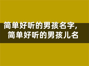 简单好听的男孩名字,简单好听的男孩儿名