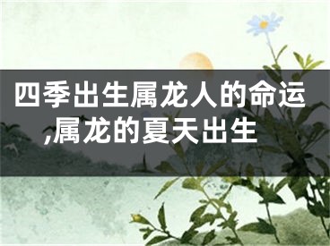 四季出生属龙人的命运,属龙的夏天出生